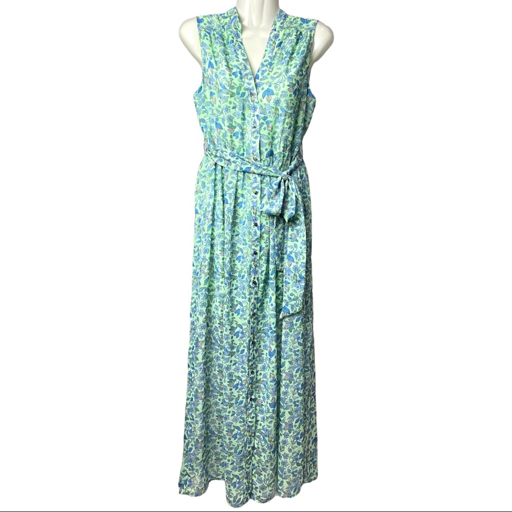 Alice Through the Looking Glass | Mint Green Floral Maxi Dress | Size Medium
